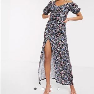 ASOS Ruched Maxi Floral Dress